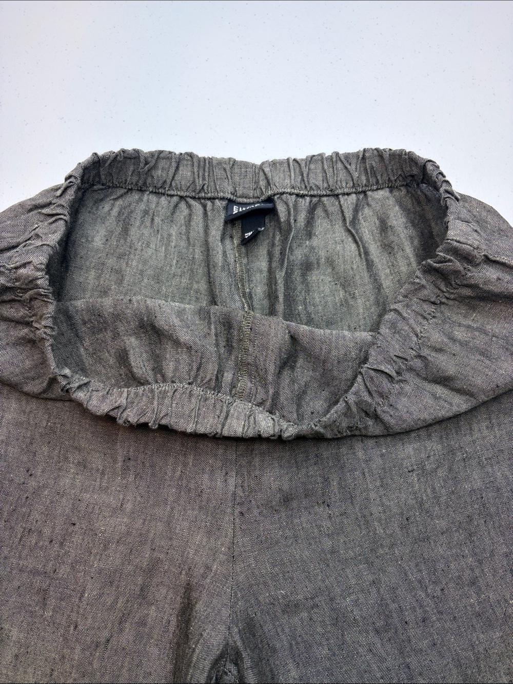 Eileen Fisher Irish Linen Pull-On Wide Leg Pants Gray MP - Picture 6 of 11